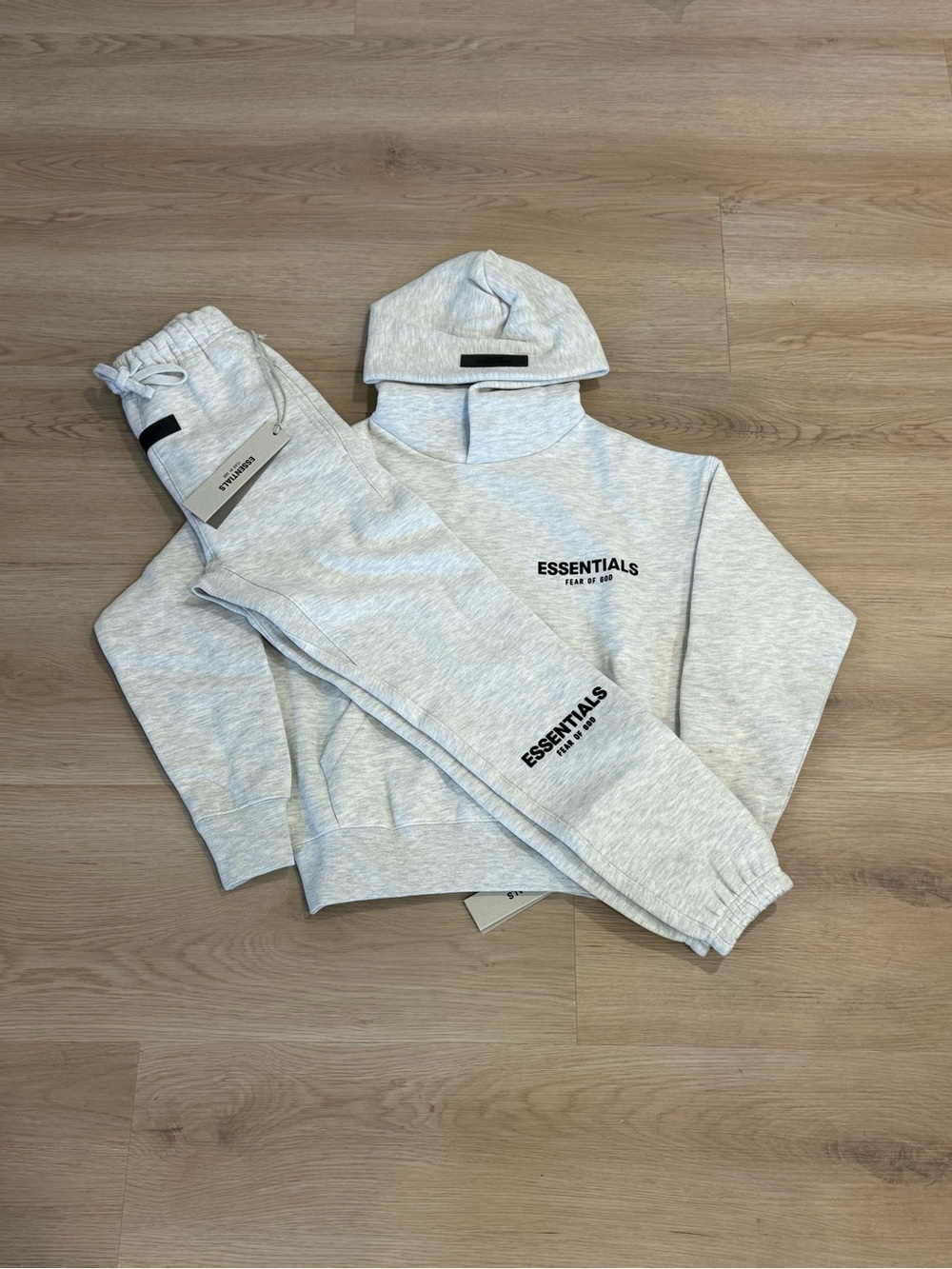 ESSENTIALS Light Oatmeal Kid Hoodie & Sweatpants Set